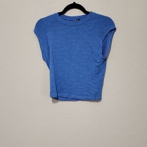 Monrow Blue Muscle Tee Crop Boxy Top